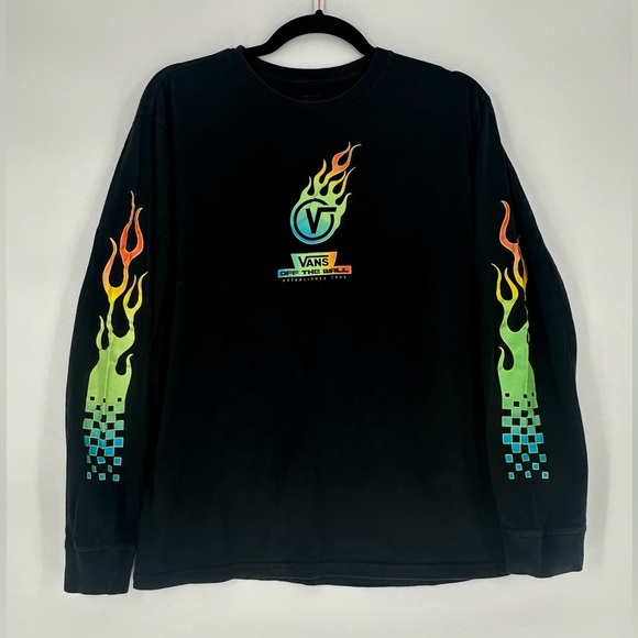 VANS Glow Flame Boys T-Shirt - BLACK Size XL (14 plus) - Picture 2 of 6